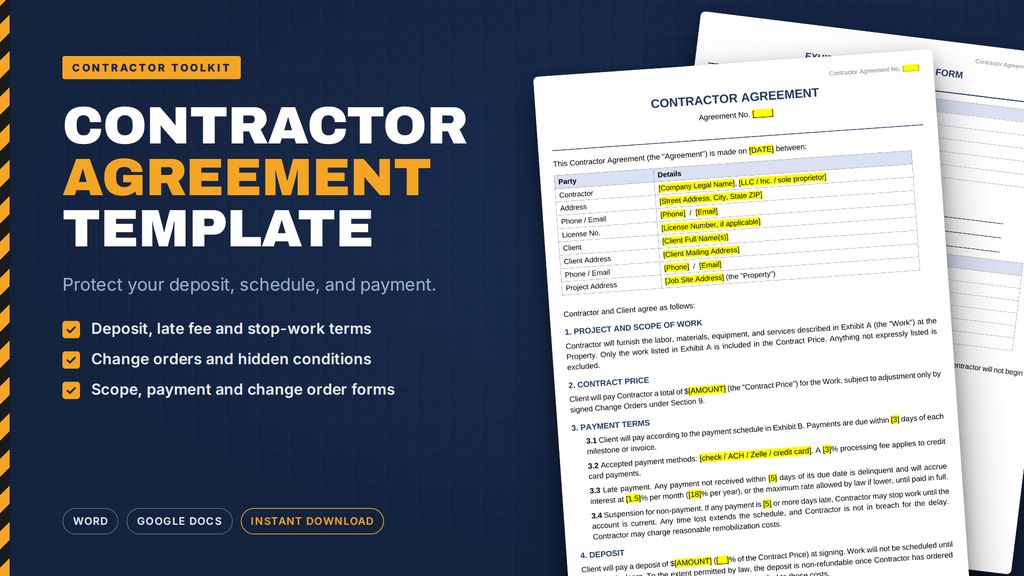 Contractor Agreement Template preview